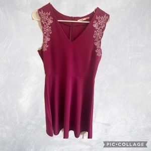 Plum Francesca’s Dress with white embroidery